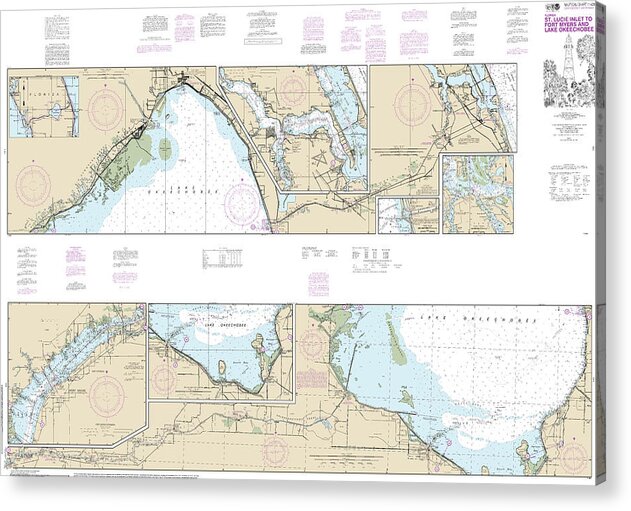 Nautical Chart-11428 Okeechobee Waterway St Lucie Inlet-fort Myers, Lake Okeechobee - Acrylic Print
