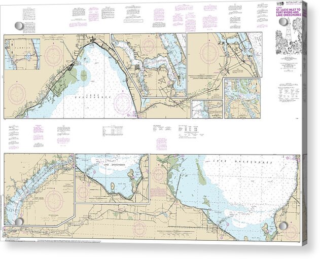 Nautical Chart-11428 Okeechobee Waterway St Lucie Inlet-fort Myers, Lake Okeechobee - Acrylic Print