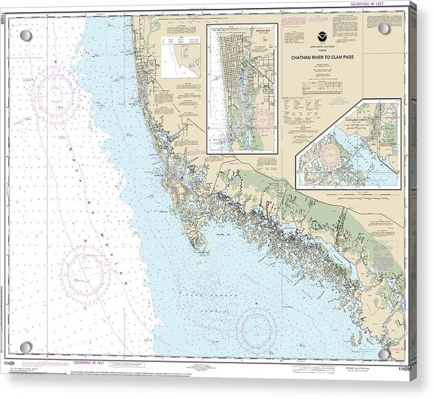 Nautical Chart-11429 Chatham River-clam Pass, Naples Bay, Everglades Harbor - Acrylic Print