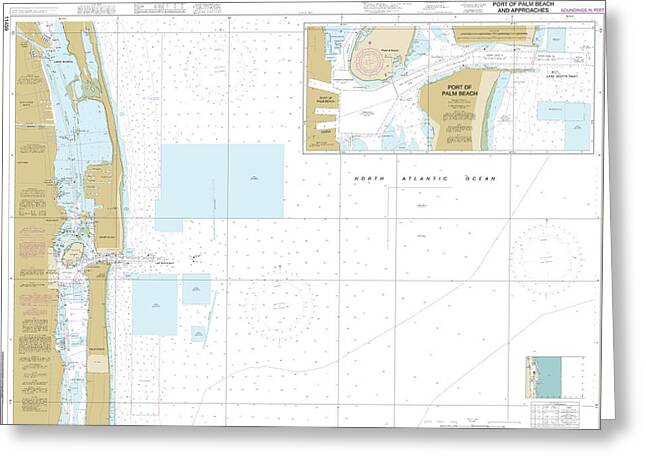 Nautical Chart-11459 Port-palm Beach-approaches - Greeting Card