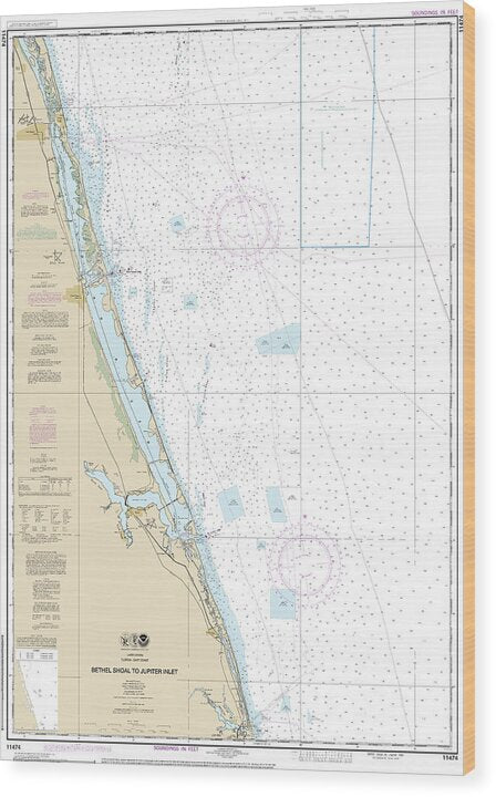 Nautical Chart-11474 Bethel Shoal-jupiter Inlet - Wood Print
