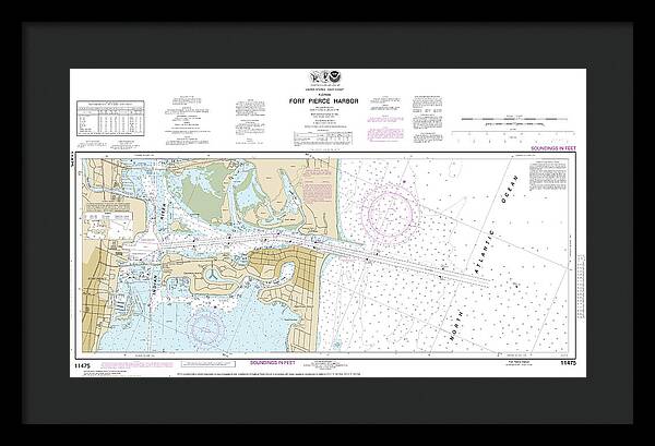 Nautical Chart-11475 Fort Pierce Harbor - Framed Print