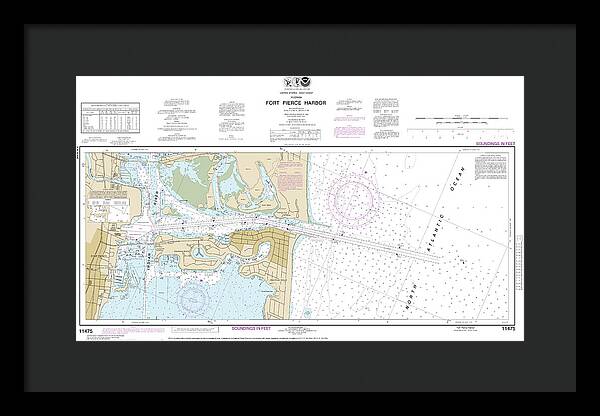 Nautical Chart-11475 Fort Pierce Harbor - Framed Print