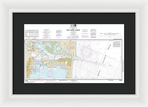 Nautical Chart-11475 Fort Pierce Harbor - Framed Print