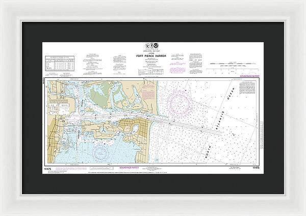 Nautical Chart-11475 Fort Pierce Harbor - Framed Print