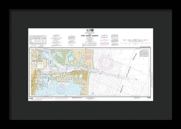 Nautical Chart-11475 Fort Pierce Harbor - Framed Print