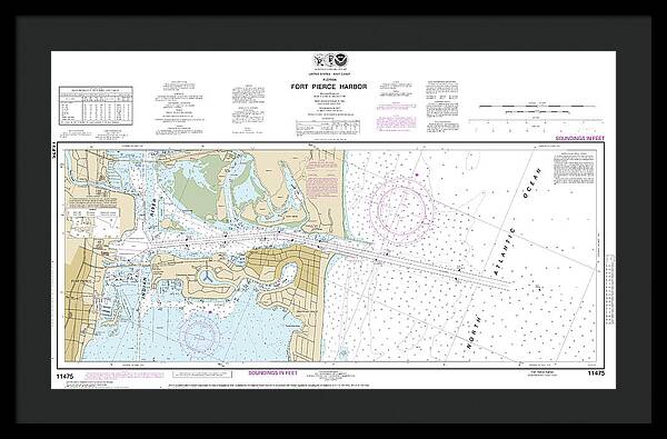 Nautical Chart-11475 Fort Pierce Harbor - Framed Print