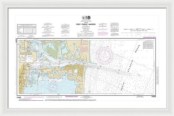 Nautical Chart-11475 Fort Pierce Harbor - Framed Print