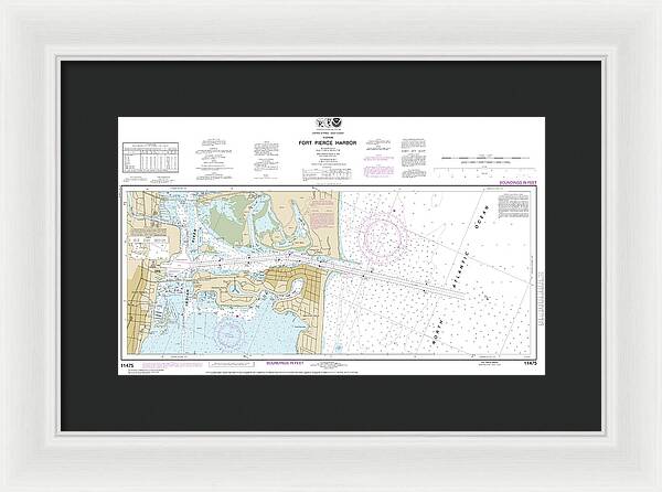 Nautical Chart-11475 Fort Pierce Harbor - Framed Print