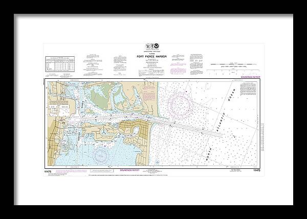 Nautical Chart-11475 Fort Pierce Harbor - Framed Print