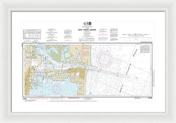 Nautical Chart-11475 Fort Pierce Harbor - Framed Print