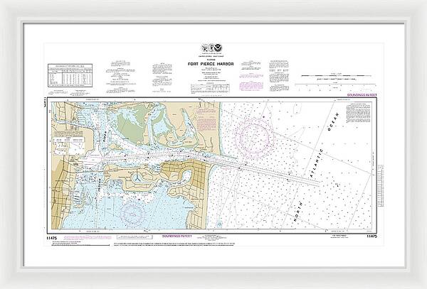 Nautical Chart-11475 Fort Pierce Harbor - Framed Print