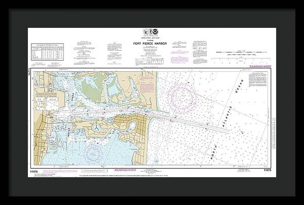 Nautical Chart-11475 Fort Pierce Harbor - Framed Print