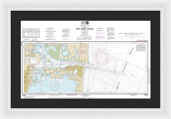 Nautical Chart-11475 Fort Pierce Harbor - Framed Print