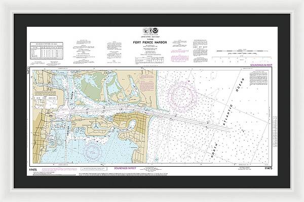 Nautical Chart-11475 Fort Pierce Harbor - Framed Print