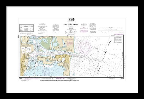 Nautical Chart-11475 Fort Pierce Harbor - Framed Print