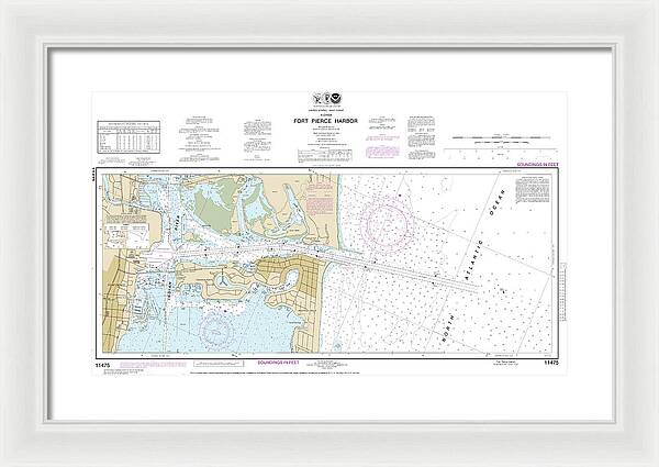 Nautical Chart-11475 Fort Pierce Harbor - Framed Print