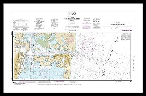 Nautical Chart-11475 Fort Pierce Harbor - Framed Print