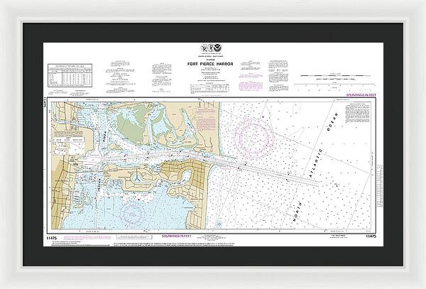 Nautical Chart-11475 Fort Pierce Harbor - Framed Print