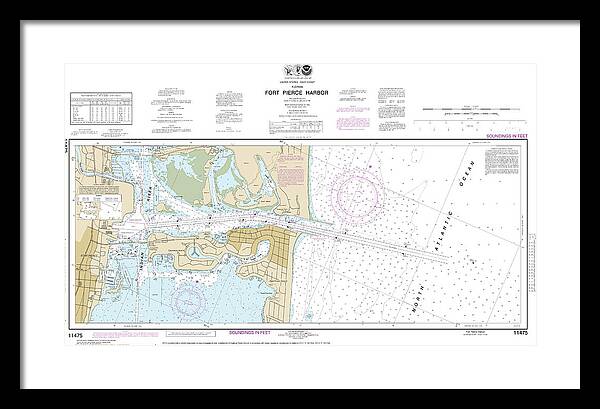 Nautical Chart-11475 Fort Pierce Harbor - Framed Print