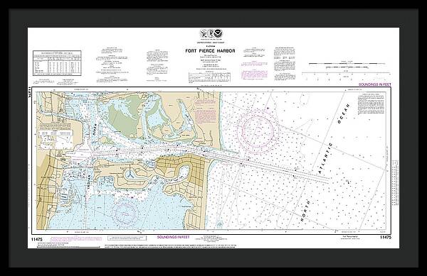 Nautical Chart-11475 Fort Pierce Harbor - Framed Print