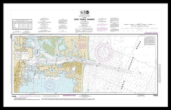 Nautical Chart-11475 Fort Pierce Harbor - Framed Print