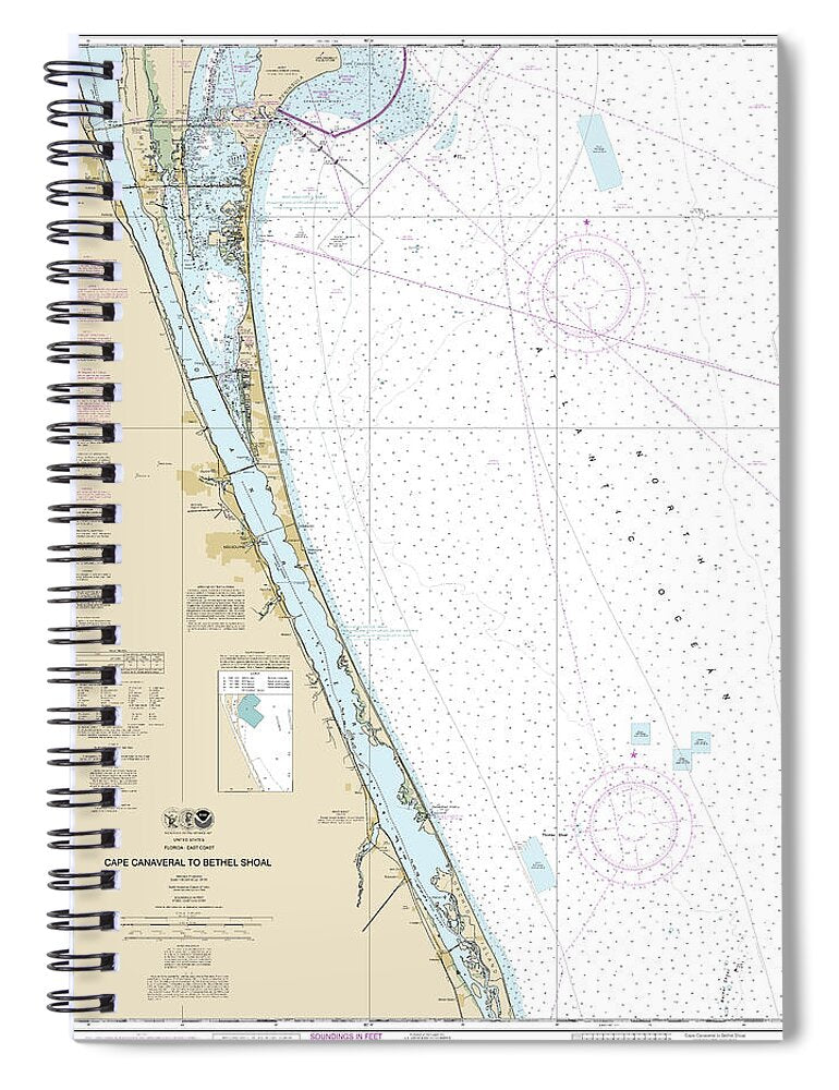 Nautical Chart-11476 Cape Canaveral-bethel Shoal - Spiral Notebook