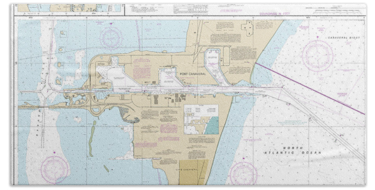 Nautical Chart-11478 Port Canaveral, Canaveral Barge Canal Extension - Beach Towel