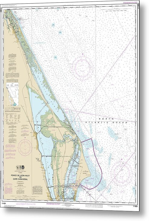 Nautical Chart-11484 Ponce De Leon Inlet-cape Canaveral - Metal Print