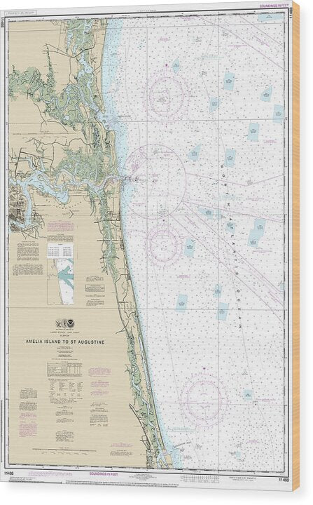 Nautical Chart-11488 Amelia Island-st Augustine - Wood Print
