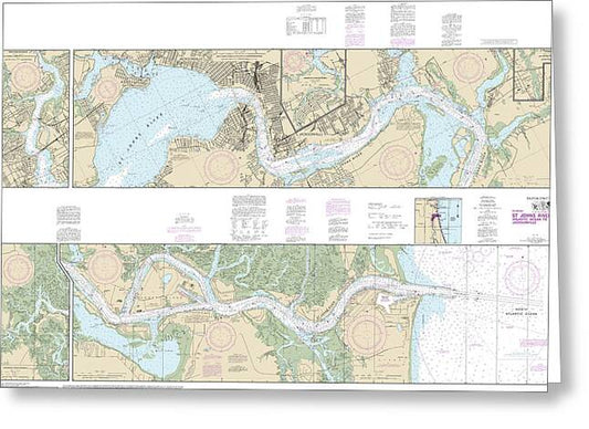 Nautical Chart-11491 St Johns River-atlantic Ocean-jacksonville - Greeting Card