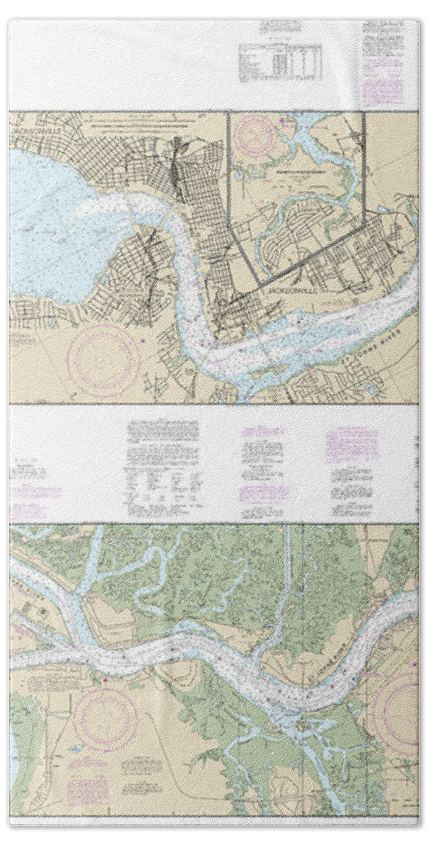 Nautical Chart-11491 St Johns River-atlantic Ocean-jacksonville - Beach Towel
