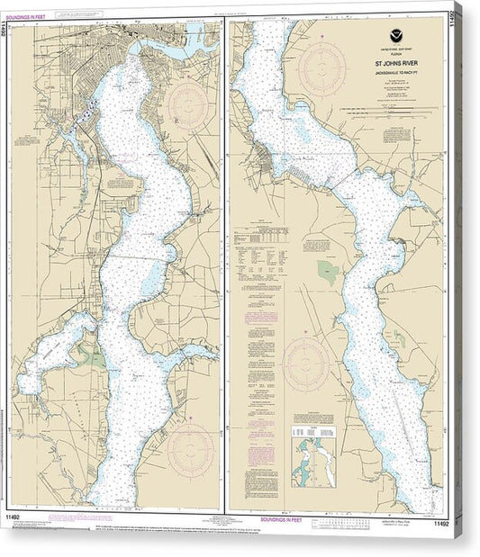 Nautical Chart-11492 St Johns River Jacksonville-racy Point - Acrylic Print