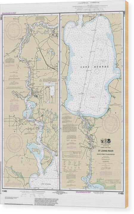 Nautical Chart-11495 St Johns River Dunns Creek-lake Dexter - Wood Print