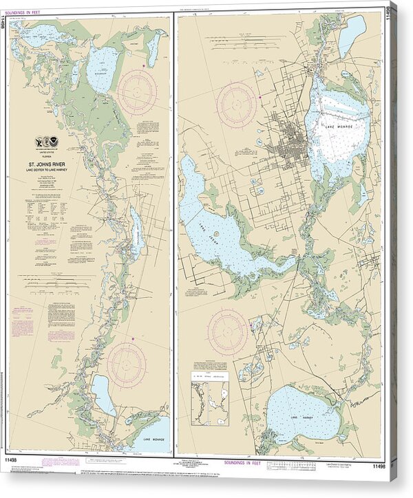 Nautical Chart-11498 St Johns River Lake Dexter-lake Harney - Acrylic Print