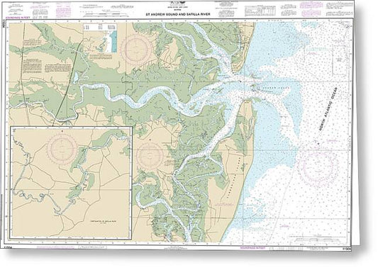 Nautical Chart-11504 St Andrew Sound-satilla River - Greeting Card