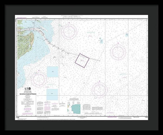 Nautical Chart-11505 Savannah River Approach - Framed Print