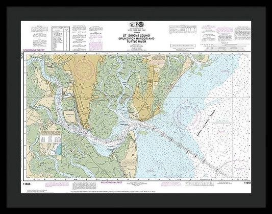 Nautical Chart-11506 St Simons Sound, Brunswick Harbor-turtle River - Framed Print