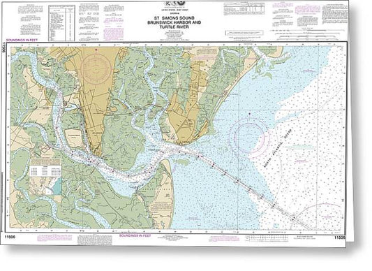 Nautical Chart-11506 St Simons Sound, Brunswick Harbor-turtle River - Greeting Card