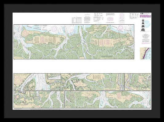 Nautical Chart-11507 Intracoastal Waterway Beaufort River-st Simons Sound - Framed Print