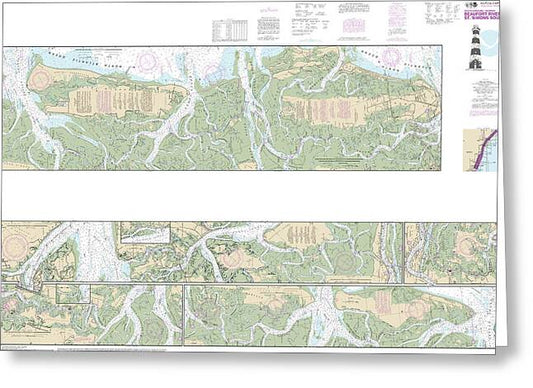 Nautical Chart-11507 Intracoastal Waterway Beaufort River-st Simons Sound - Greeting Card