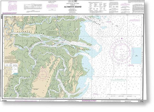 Nautical Chart-11508 Altamaha Sound - Greeting Card