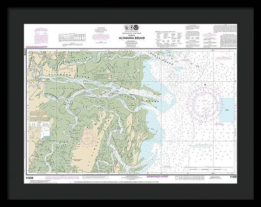 Nautical Chart-11508 Altamaha Sound - Framed Print