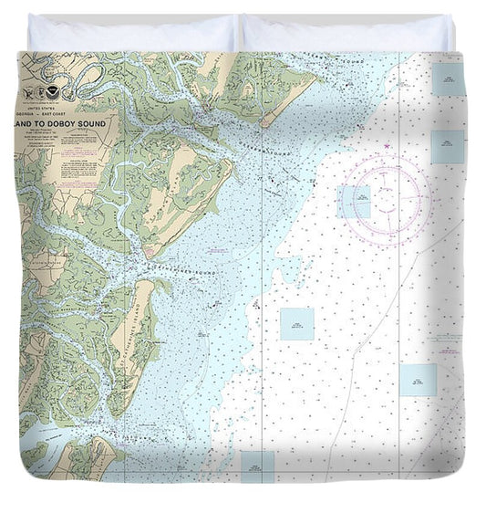 Nautical Chart-11509 Tybee Island-doboy Sound - Duvet Cover