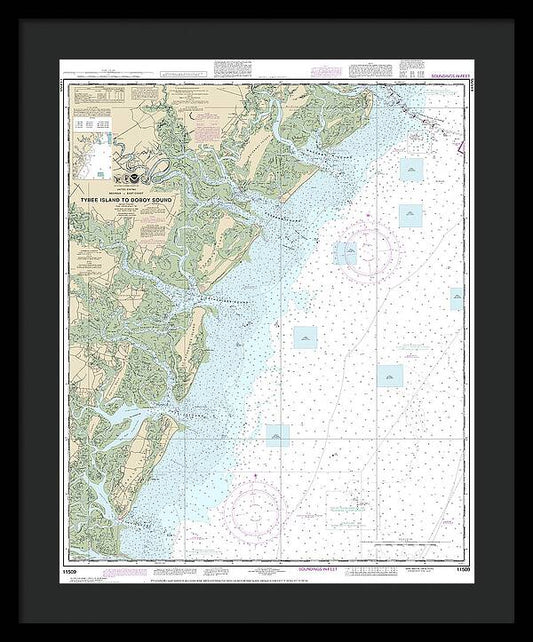 Nautical Chart-11509 Tybee Island-doboy Sound - Framed Print