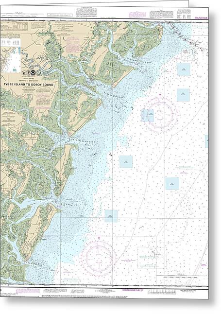 Nautical Chart-11509 Tybee Island-doboy Sound - Greeting Card