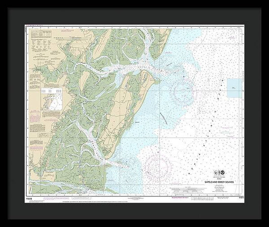 Nautical Chart-11510 Sapelo-doboy Sounds - Framed Print
