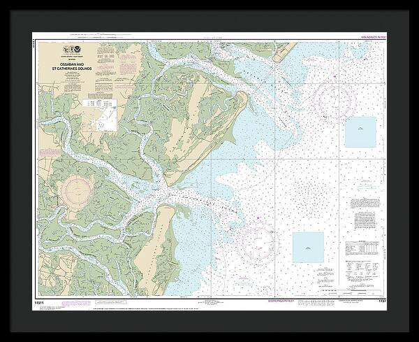 Nautical Chart-11511 Ossabaw-st Catherines Sounds - Framed Print