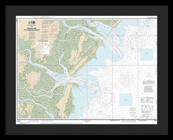 Nautical Chart-11511 Ossabaw-st Catherines Sounds - Framed Print