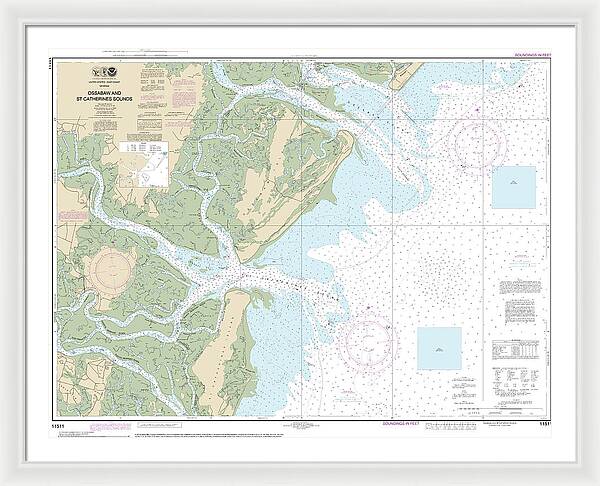 Nautical Chart-11511 Ossabaw-st Catherines Sounds - Framed Print